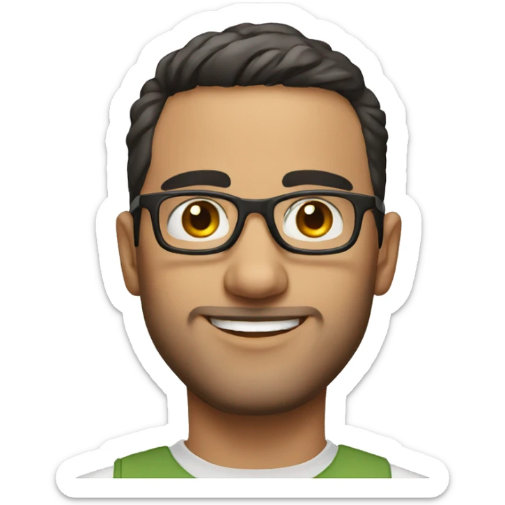 realistic portrait of a handsome short arabic guy with light skin wearing glasses sticker