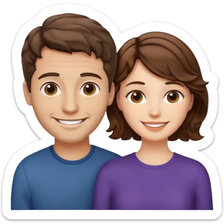Throuple two women with short wavy brown hair, male with short brown hair sticker