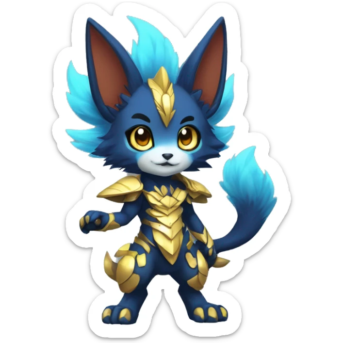 Anthro-Edgy-Contrast-Colors-Fantasy-Fur-Sona-Chibi-Shiny-Fakémon-Hybrid full body sticker