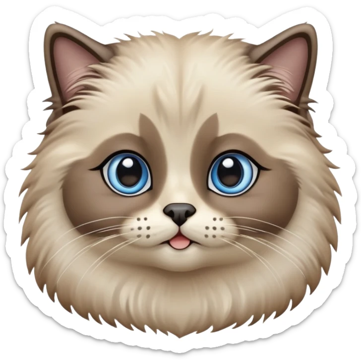 cinematic-adorable-fluffy-brown-seal-ragdoll-cat-portrait-emoji,-head-tilted-cutely-with-big,-sparkling-blue-eyes,-soft-brown-seal-colored-fur-with-darker-points-on-the-ears,-face,-and-paws,-simplified-yet-irresistibly-adorable-features, sticker