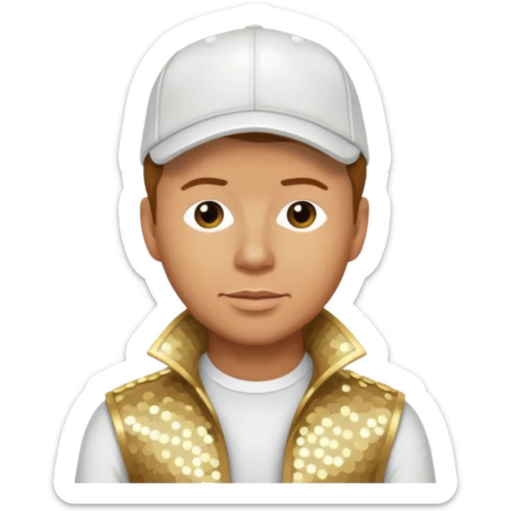 Donnie Wahlberg from NKOTB with golden brown hair, white sequin outfit sticker