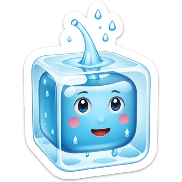 Quero que, com base nos emojis da apple, crie um emoji de um cubo de gelo derretendo sticker