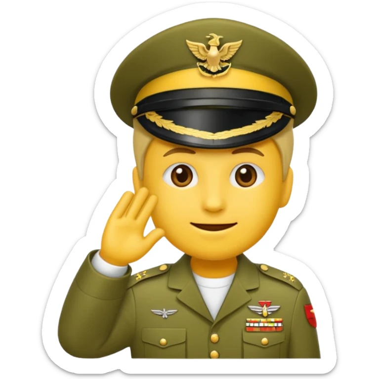 Eine salutierenden Emoji (Hautfarbe: gelb ) in Armee Klamotten männlich salutierend sticker