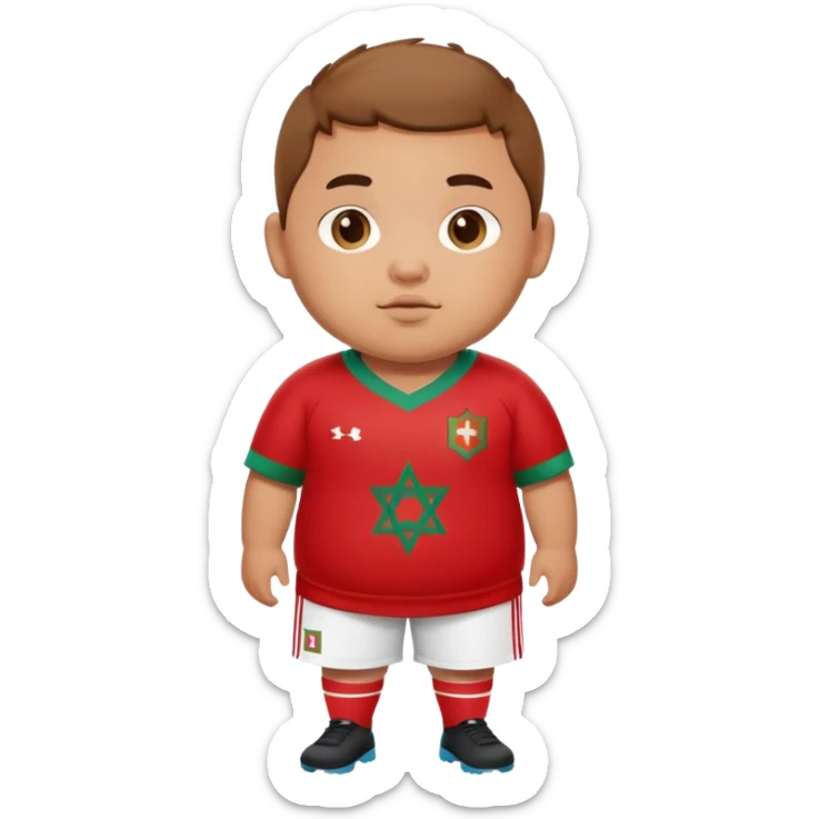 un niño gordo con la camiseta de marruecos sticker
