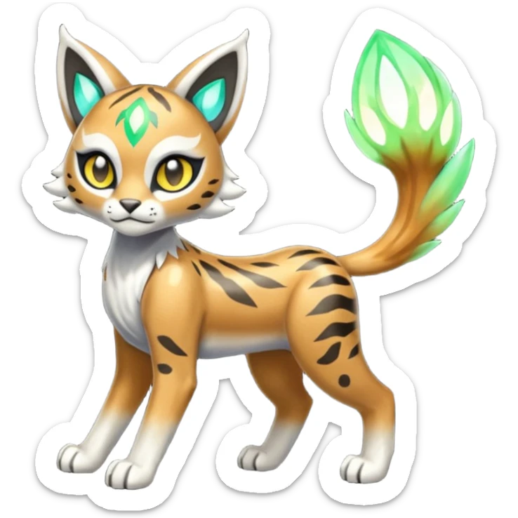 Meloetta-Vernid-Bobcat-Primagen-Fionbri-Trico-Protogen-hybrid-fusion-Fakémon-creature, full body sticker