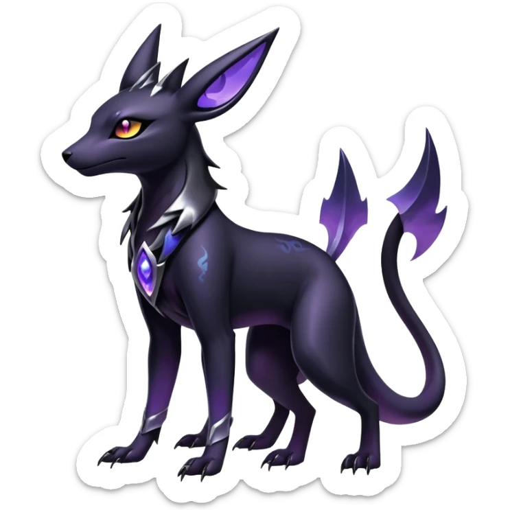 Shiny Dark Edgy Gothic Gloomy Futuristic Salandit-Umbreon-Shaymin-Anubis-Hybrid (Full body) sticker