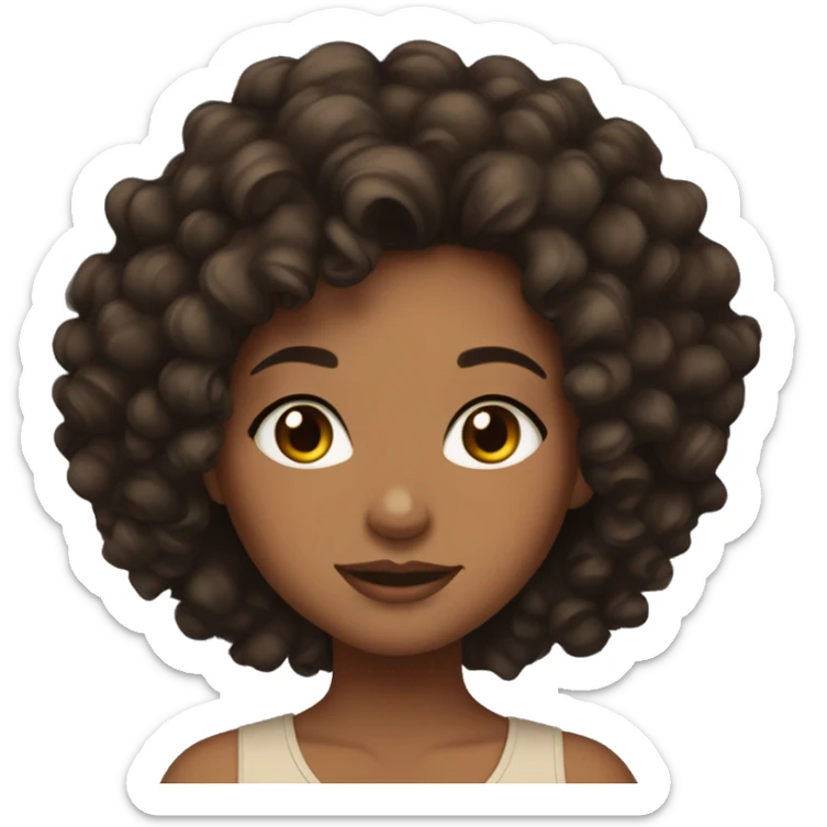 Tan skin girl dark curly hair lashes sticker