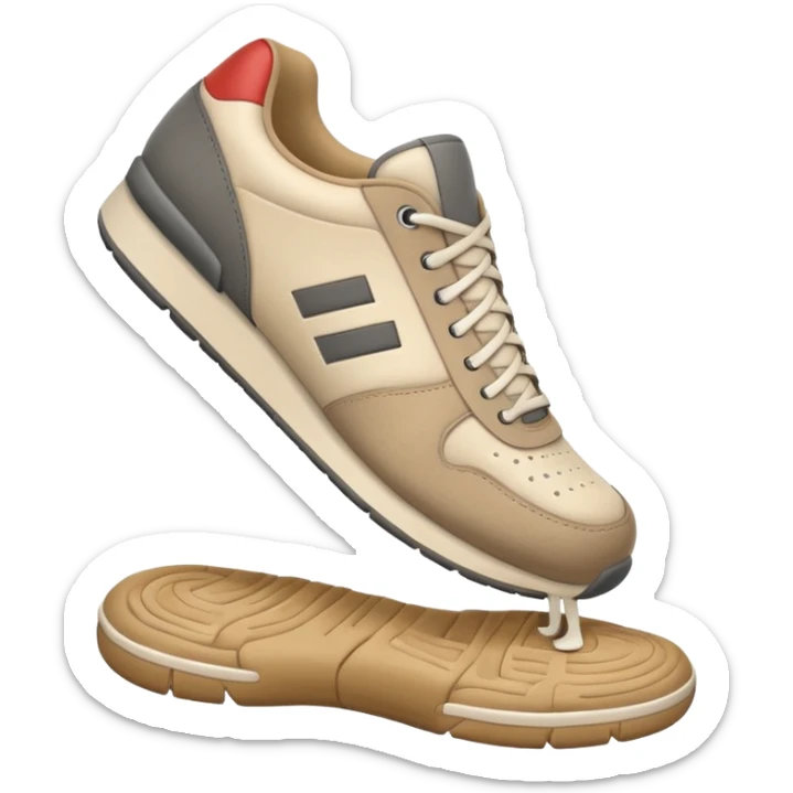 3D Apple-style emoji of a foot with a sneaker stepping on the ground, leaving a shoe print.






 sticker