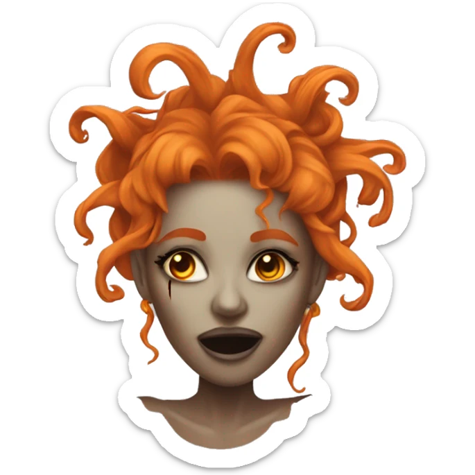 moonlit dance of the undead woman hair orange sticker