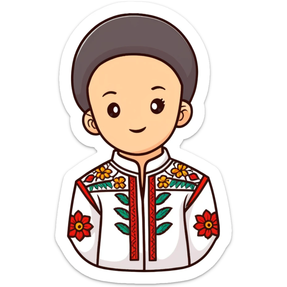 A young Ukrainian psychologist wearing a traditional embroidered vyshyvanka shirt sticker