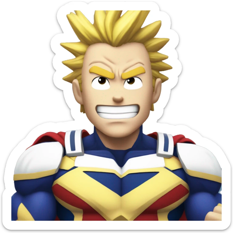 All might with his fist up, Smiling, saying "We can only hope for the best" sticker