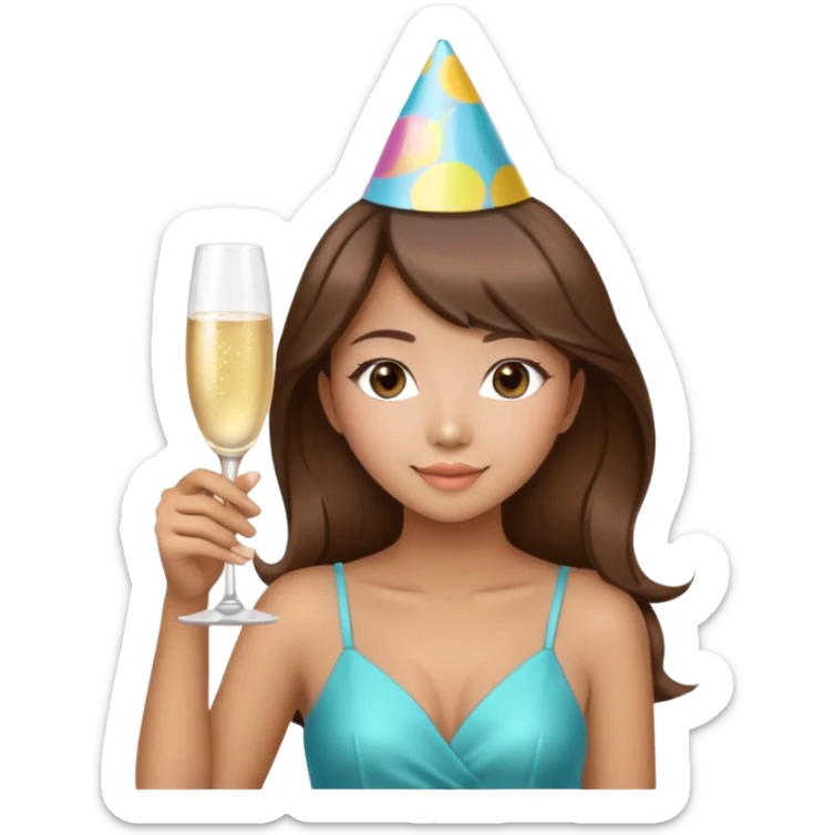Pretty Asian girl with brown hair  21st birthday  sticker