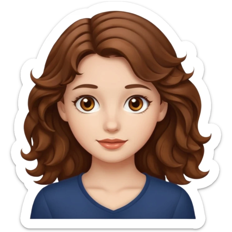 a beautiful girl with wavy volumes brown hazel hair, she has brown eyes  sticker