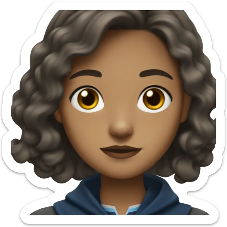 Ravenclaw Girl black wavy hair down to shoulders very light brown skin sticker
