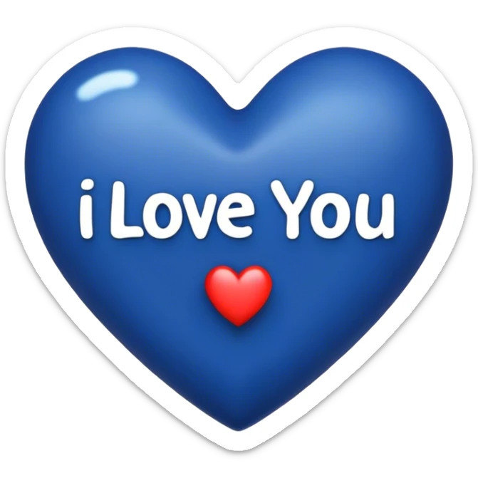 Dark Blue heart with the words I Love You Ry in the middle  sticker