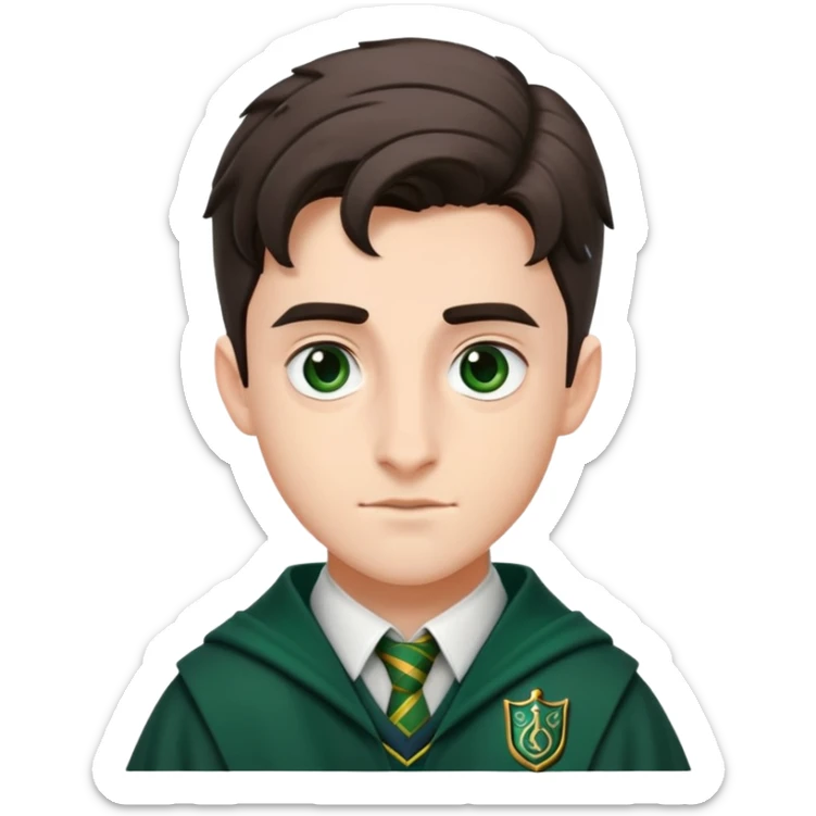 lorenzo zurzolo is Theodore Nott in harry potter, wear hogwarts slytherin uniform sticker