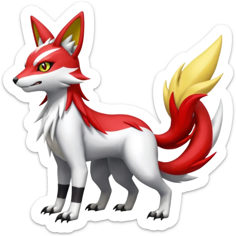 WereGarurumon-Meloetta-Renamon-Zangoose-fusion-hybrid-creature (full body) sticker