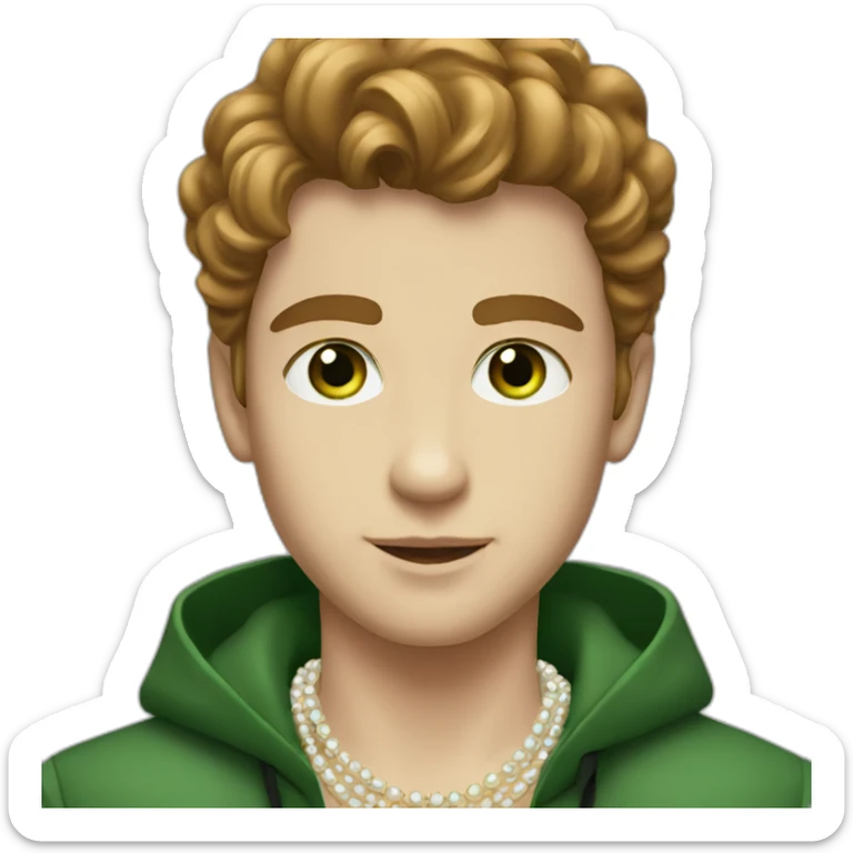 Posh-boy-with-pearl-necklace-and-green-eyes-and-brown-hair sticker