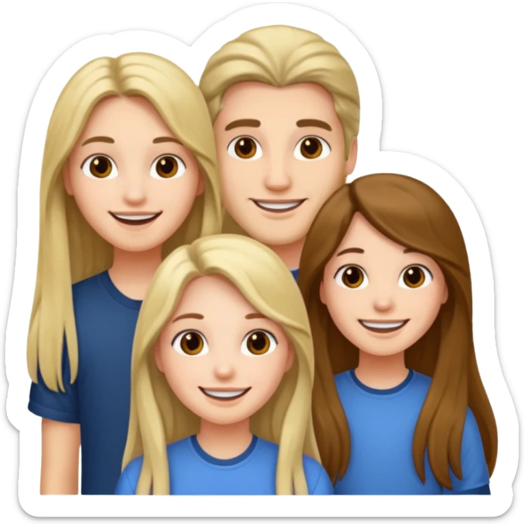 1 man and 2 girls with long hair, friends sticker