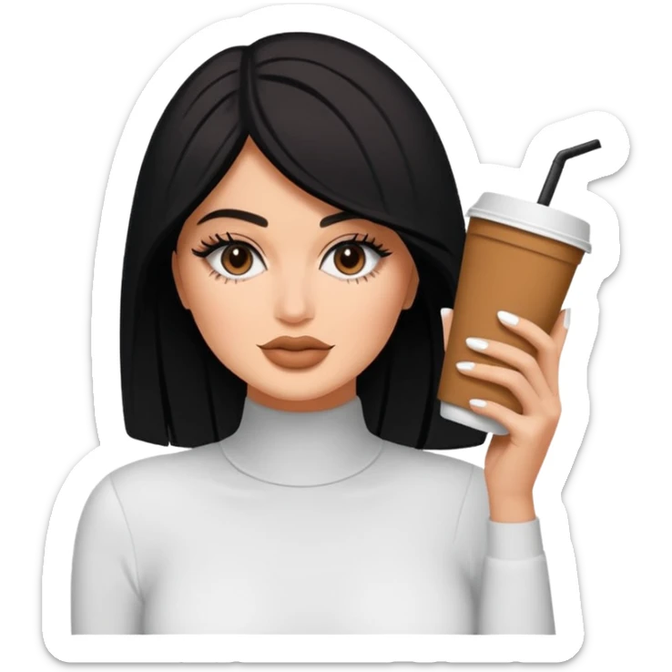 Kyile Jenner beyaz tenli ve düz baddy uzun saç ve dalgalı saçlar sticker