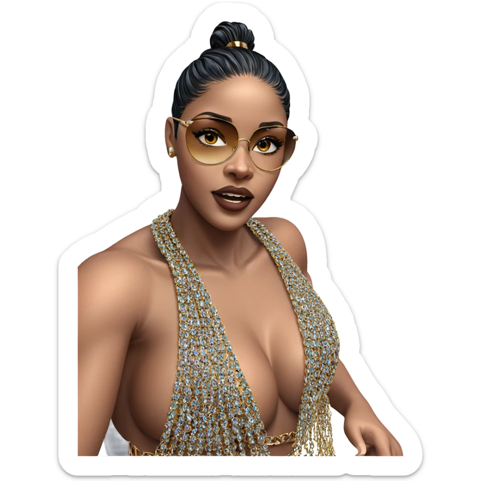dark beauty with jewelry sticker