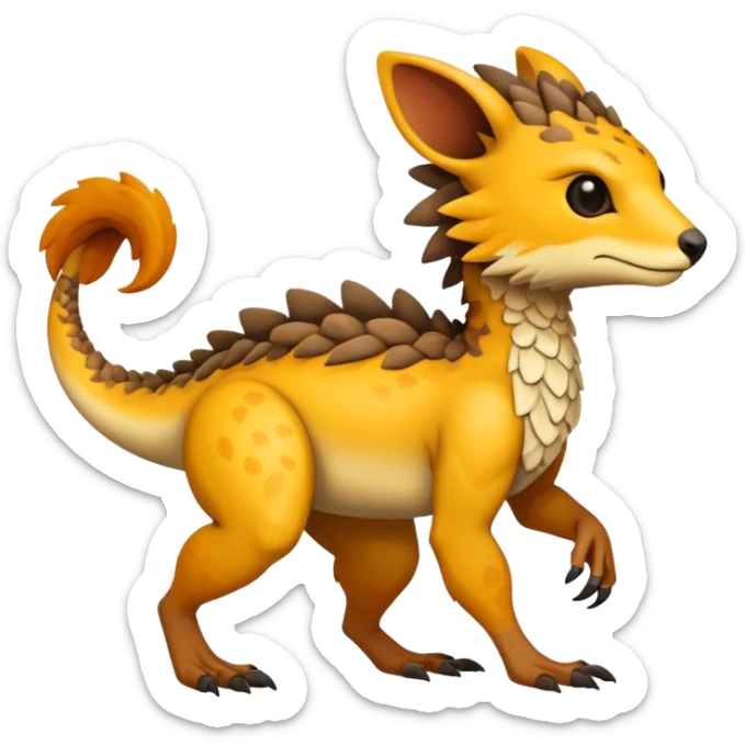 warm-colored Vernid-Trico-Fionbri-creature (full body) sticker