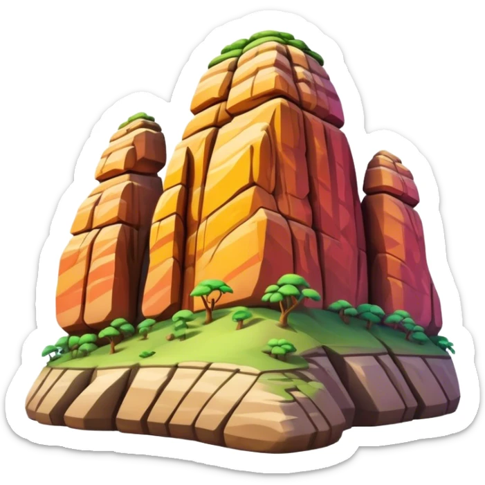Cinematic Realistic Guatap√© Rock Landmark Emoji, showcasing a vividly colored rock formation with intricate patterns rendered with detailed textures and vibrant, scenic lighting. sticker