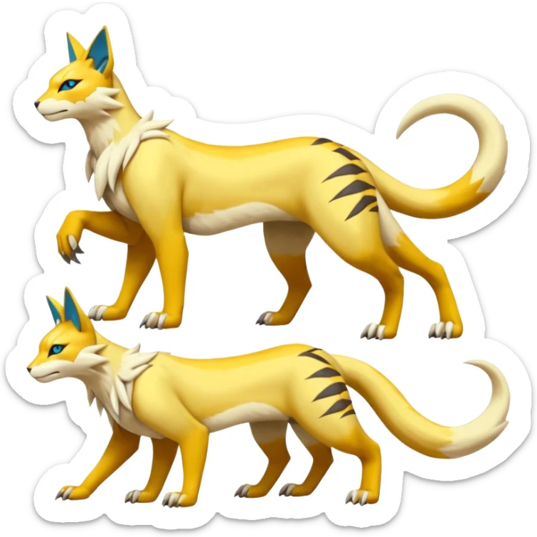 Latias-Koraidon-Renamon-Zeraora-Bastet-Fakémon-fusion-creature, full body sticker