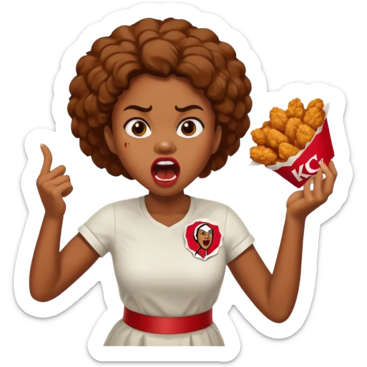 tsion angry black girl ragebait fat running 100 kfc chicken dirty mouth angry bad word sticker