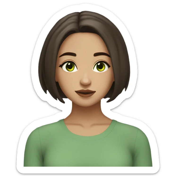 Girls brunettes short Bob hairstyles  light skin green eyes aesthetic yoga psychology clean girl  sticker