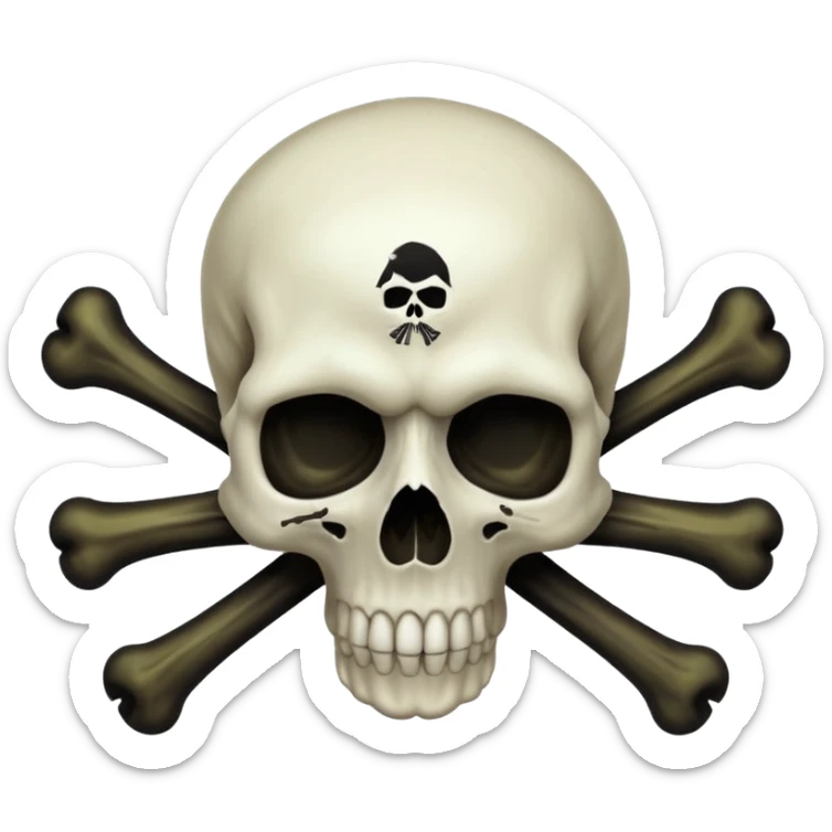 a poisonous cloud of gas, dark swamp color, with an image of a skull and two crossed bones behind the skull sticker