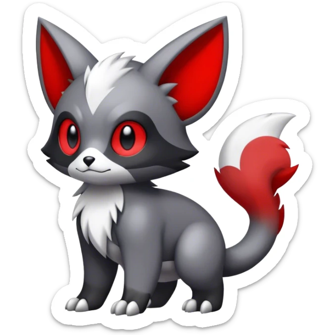 Cute cool black red white grey animal hybrid Fakemon full body sticker