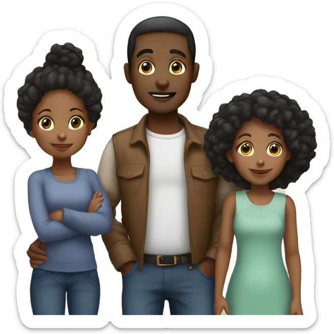 black family of 5 - mum,dad,older brother, younger brother, baby sister sticker