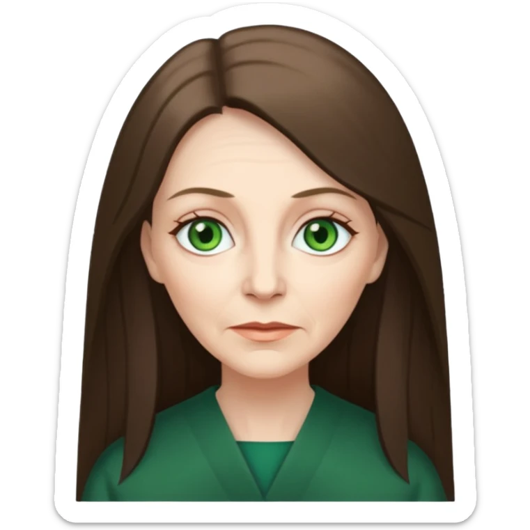 Pretty older woman with green eyes and long straight Ash-brown hair  sticker