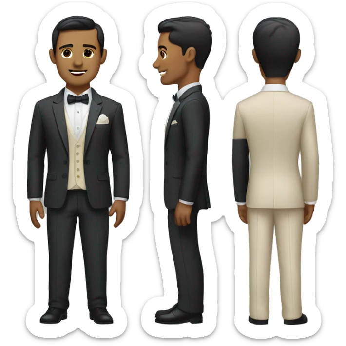 groom full body, short dark hair, tan skin, big head sticker