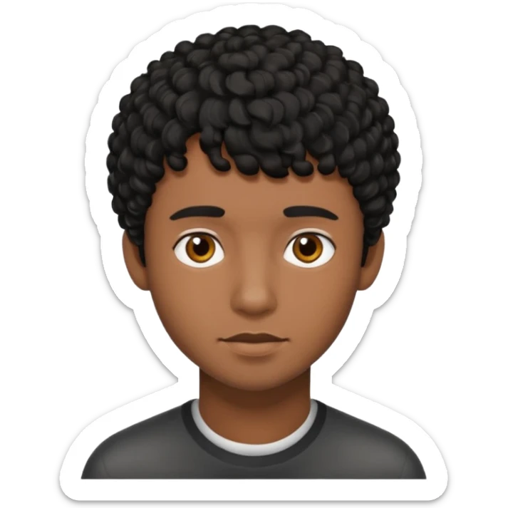 Young man with black curly hair fringe Haircut and dark skin sticker