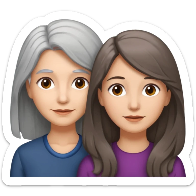 2 Frauen, die sich lieben davon 1 grauhaarig, 1 braunhaarig, lange Haare sticker