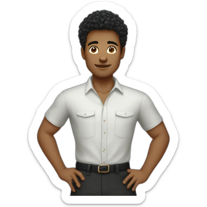 jeune homme avec des cheveux châtains clairs bouclés, des yeux bleus clairs qui est habillé avec une chemise noir sticker