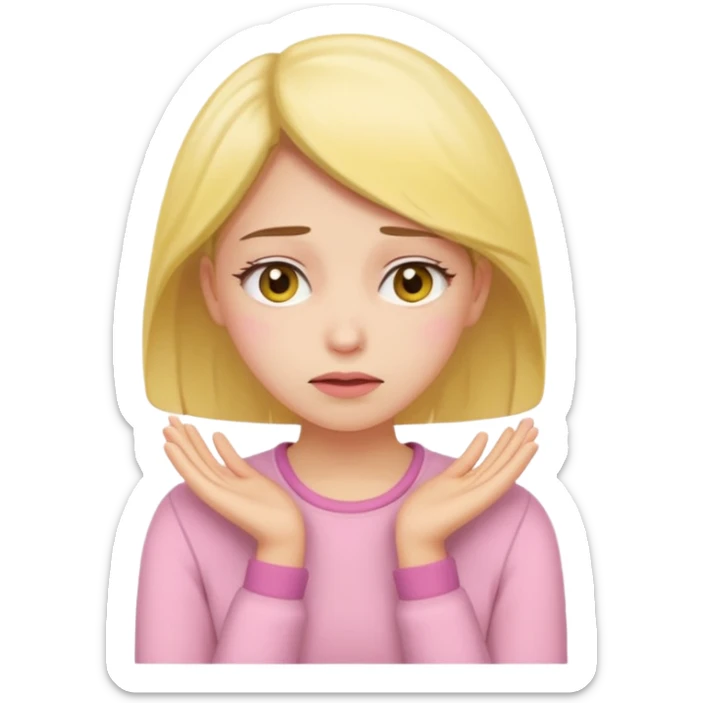 the embarrassed woman in soft pink, beige and yellow pastel colors sticker