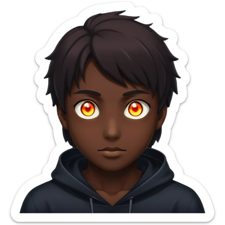 silhouette of a person with glowing eyes in darkness, mysterious anime character sticker