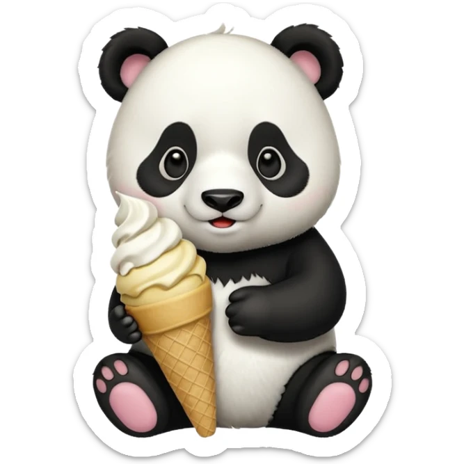 Panda eating ice cream sticker