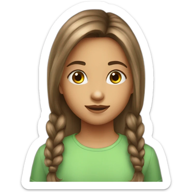 Petite fille de 11 ans cheveux brun long  yeux vert grande sticker