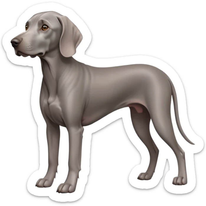 cinematic-noble-weimaraner-full body-emoji on all fours,-poised-and-regal,-with-a-strong,-athletic-build-and-a-lustrous,-well-groomed-grey fur,-deep-set-soulful-brown-eyes,-simplified-yet-sharp-and-sophisticated-features,-highly-detailed, sticker