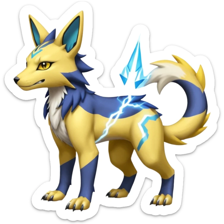 Zeraora-Renamon-Electrike-Umbreon-Lombax-Weregarurumon-fusion-creature (full body sticker