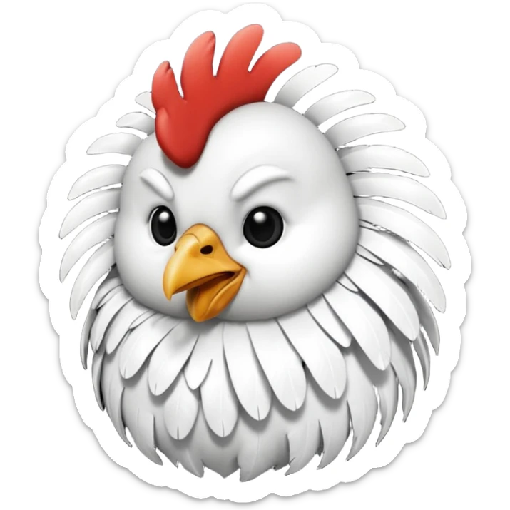 chicken with body covered every feathers is a mix of black and white color   sticker