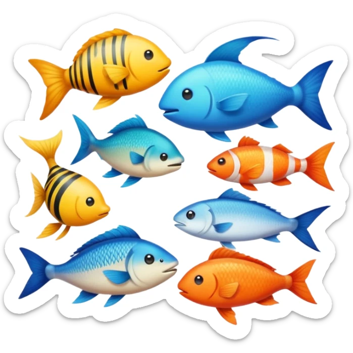 vibrant emoji representing animal biodiversity with a variety of animals including bird, fish, and mammal in a harmonious scene sticker