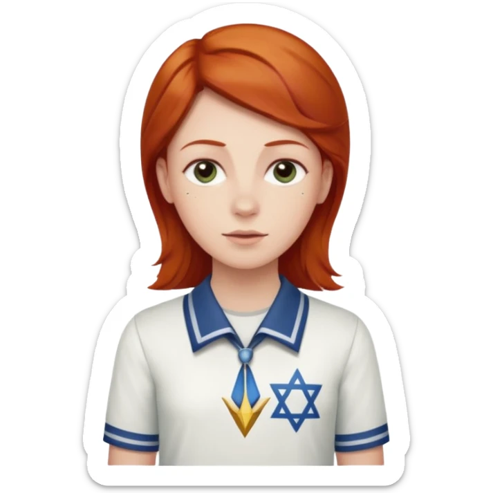 make a short person redhead with a Jewish star on the shirt sticker