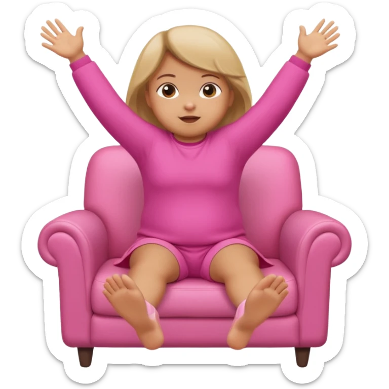 Little Girl fat but not too fat standing but falling off of a chair half in the air chair with pink clothes on standing on chair but fell off not touching chsir sticker