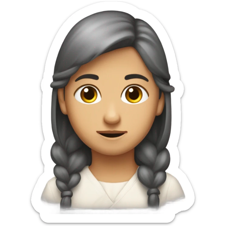 Dziewczyna z brązowymi prostymi włosami z zielonymi oczami i delikatnymi okularami  sticker