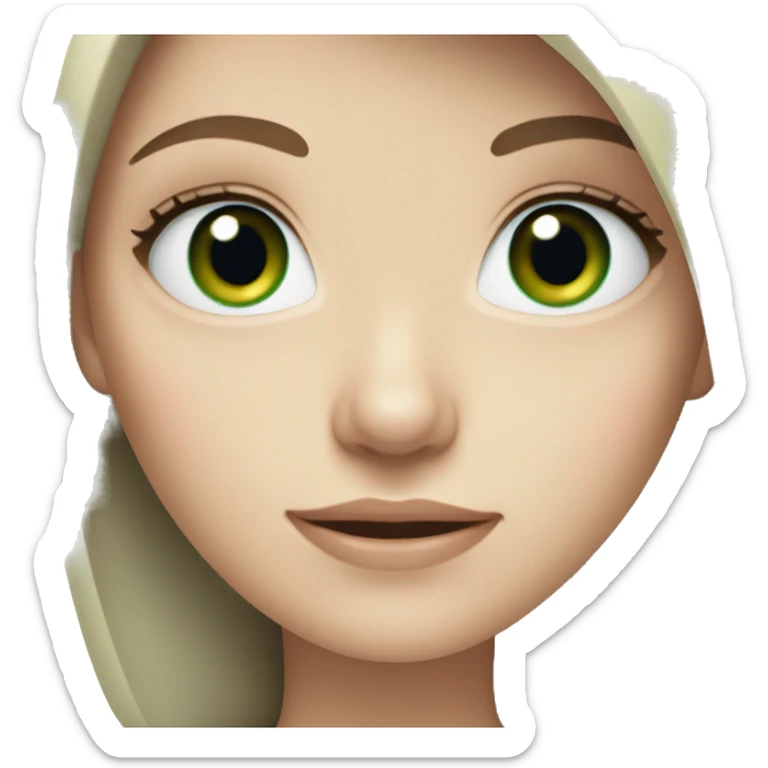 pale girl with brown hair and green-blue eyes sticker